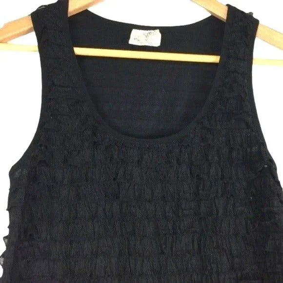 Free People Patra Black Ruffled Shift Mini Slip Dress Sleeveless Stretch Size XS - Picture 4 of 10